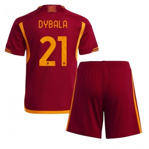 AS Roma Paulo Dybala #21 Koszulka Podstawowych Dziecięca 2023-24 Krótki Rękaw (+ Krótkie spodenki)